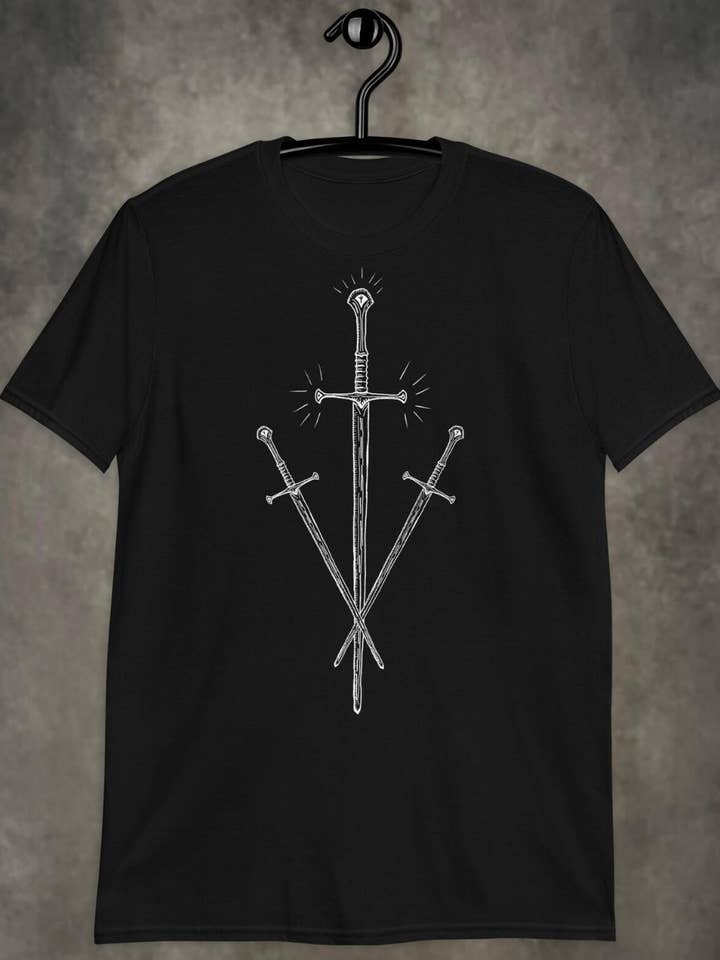 Three of Swords mens unisex tshirt black for wholesale by SOVRIN