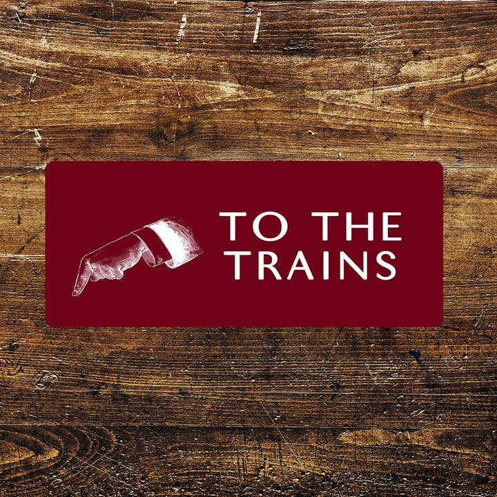 To The Trains Hand Pointing - Metal Sign for wholesale by The British Metal Signs Company
