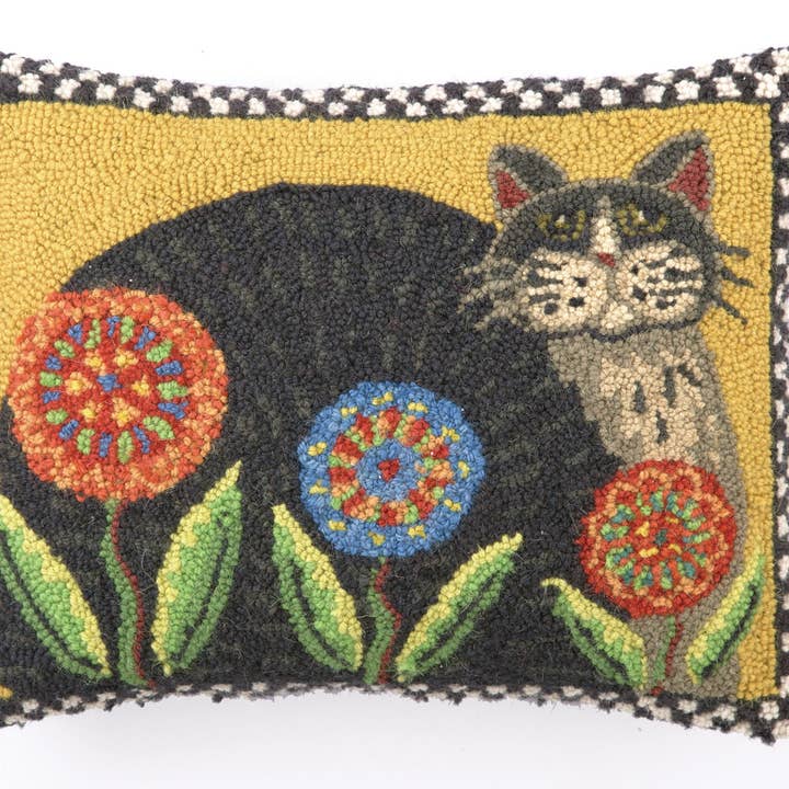 Peking Handicraft - Wholesale Throw/Decorative Pillow - Penny Flower Cat Hook Pillow - Lisa Hilliker