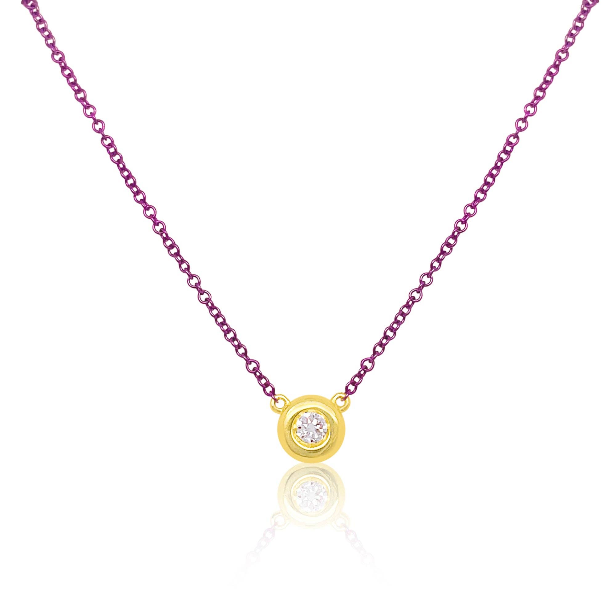 Meira T - Vendita all'ingrosso Collana con ciondolo/pendaglio - Collana con catena viola elettrico e diamante incastonato in oro giallo.0