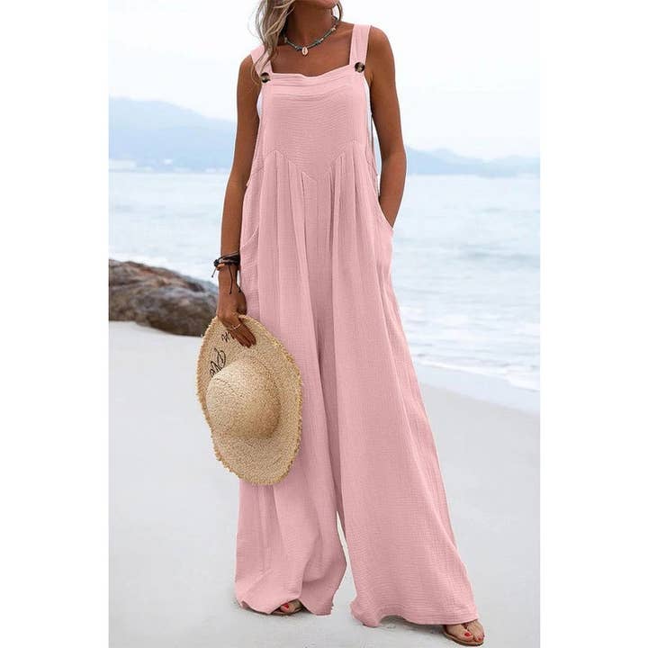 Paperdoll - Wholesale Jumpsuit - Women's - Ethnic Solid Color Wide Leg Jumpsuit