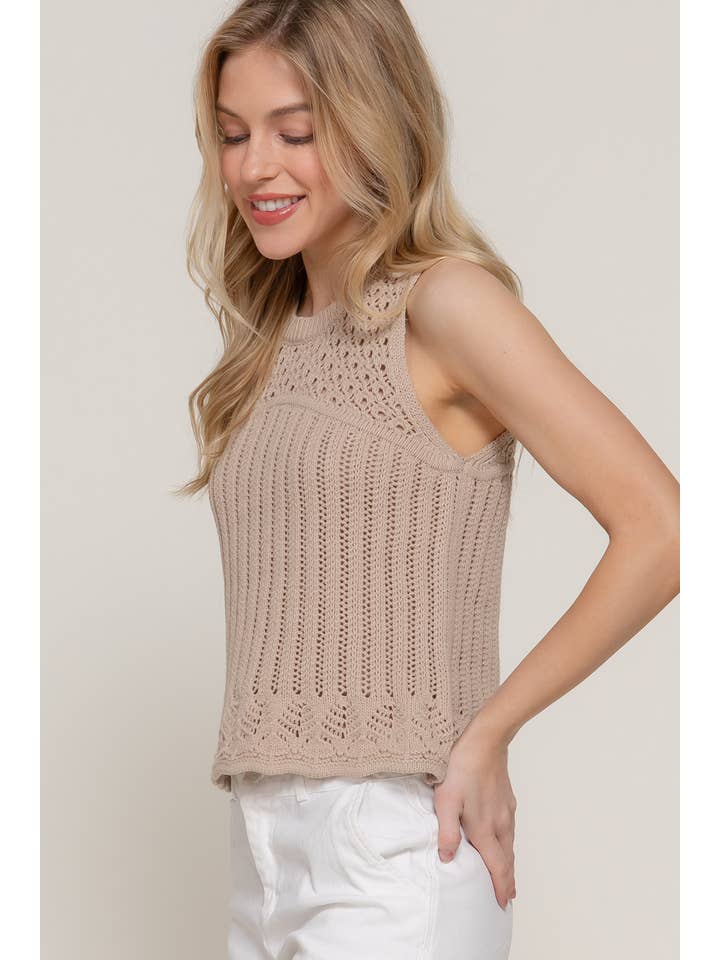 Active Basic | Active USA - Wholesale Tank top – Women′s - Sleeveless Round Neck Crochet Spring Sweater15
