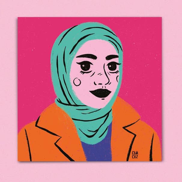 Camille Cauvez illustration et papeterie - Wholesale Art Print - Rabia • portrait of a colorful woman, sorority