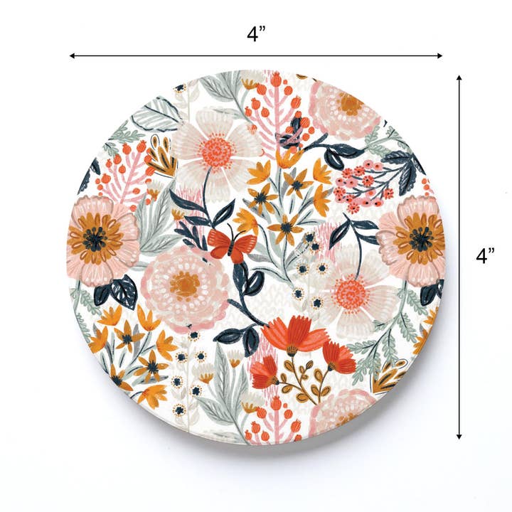 Clairmont & Co - Wholesale Coasters - Ceramic Round Coaster-Pretty Things Floral Pattern3