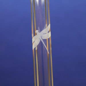 Cannuccia in vetro incisa con libellula da 12 pollici con spazzolino per la vendita all'ingrosso da parte di DrinkingStraws.Glass LLC