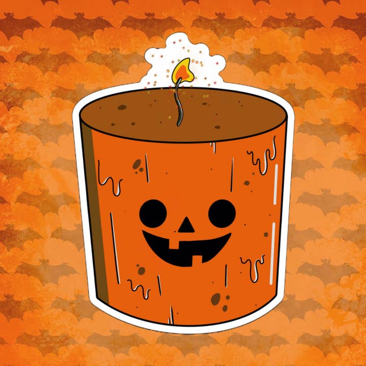 Pegatina de vela con especias de calabaza | pegatina de vela de calabaza | Cute espeluznante | pegatina Jack-o'-Lantern | pegatina de calabaza para venta al por mayor de Spooky Shake Studios