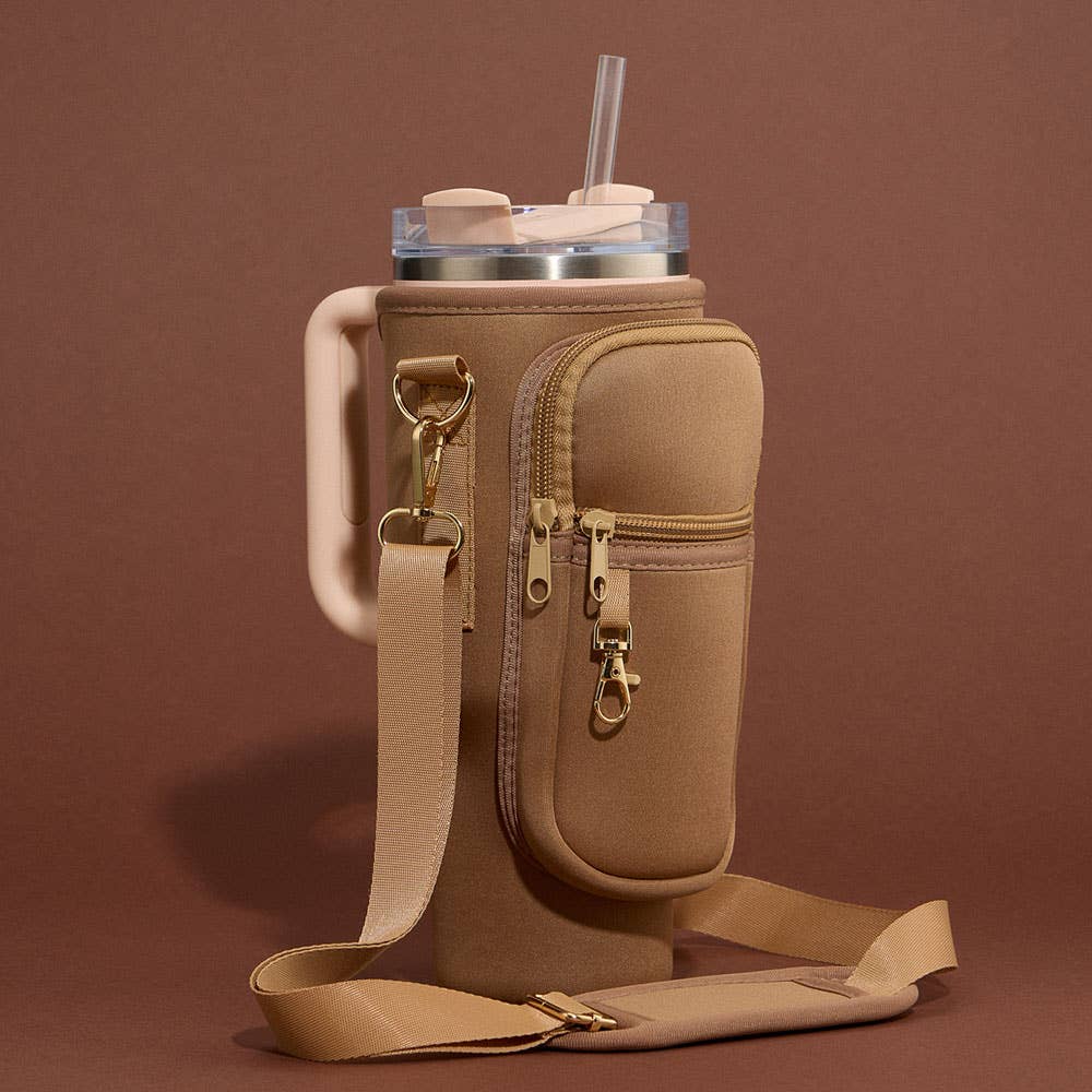 Sensibling Corp. - Wholesale Crossbody Bag - Women's - Solid Tumbler Carrier Holder Geometric Pattern Strap Crossbody Bag2