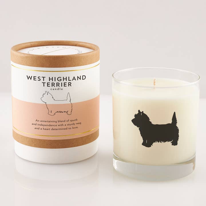 West Highland Terrier Dog Breed Soy Candle for wholesale by Scripted Fragrance