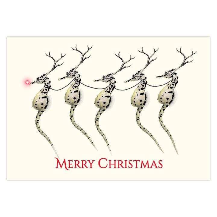 Santa's Seahorses Christmas Cards for wholesale by Nick Mayer Art