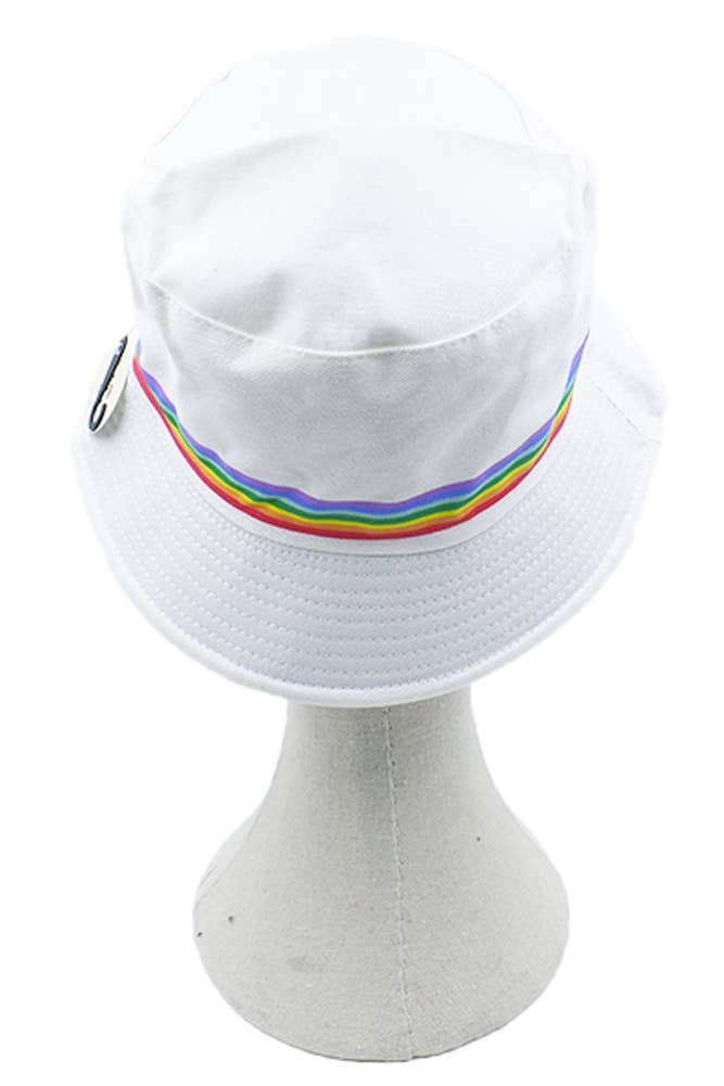 Hana - Wholesale Bucket Hat - Women's - Rainbow Trim Solid Bucket Hat5