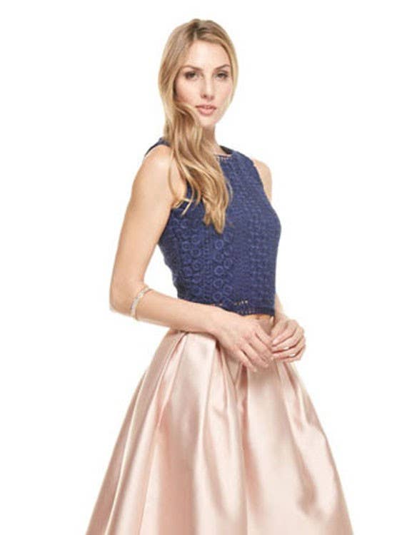 Navy M11193 LADIES SLEEVELESS CROP TOP for wholesale on Faire2