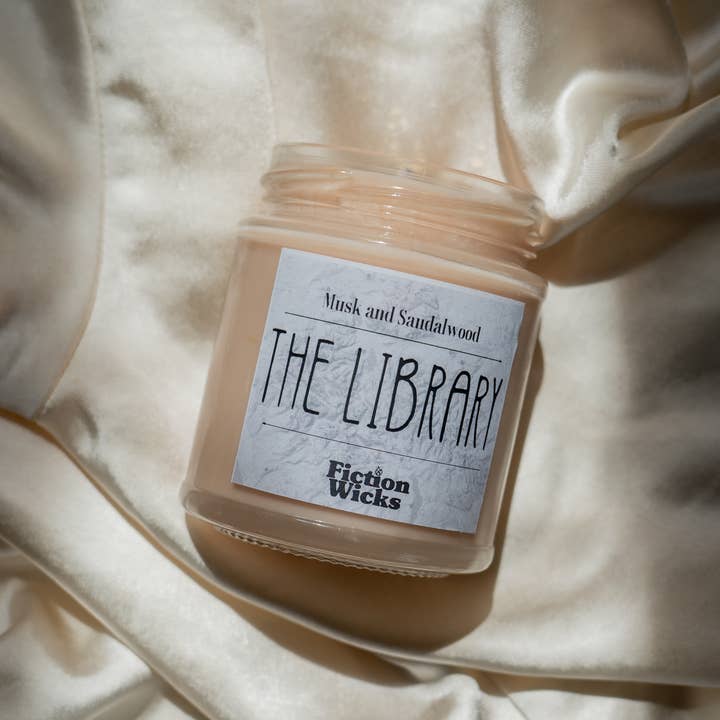 Fictionwicks - Wholesale Travel Candles - The Library candle | Musk and Sandalwood bookish candle gift1