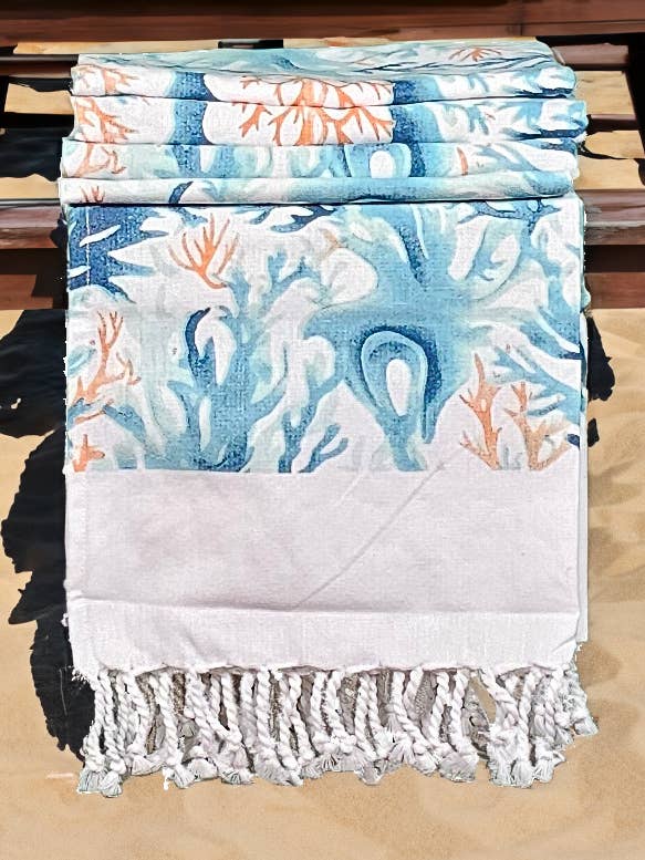 Premium Strandhåndklæder 100% Bomuld - Sea Coral - Sæt med 2 for engroshandel hos Kucini Linens