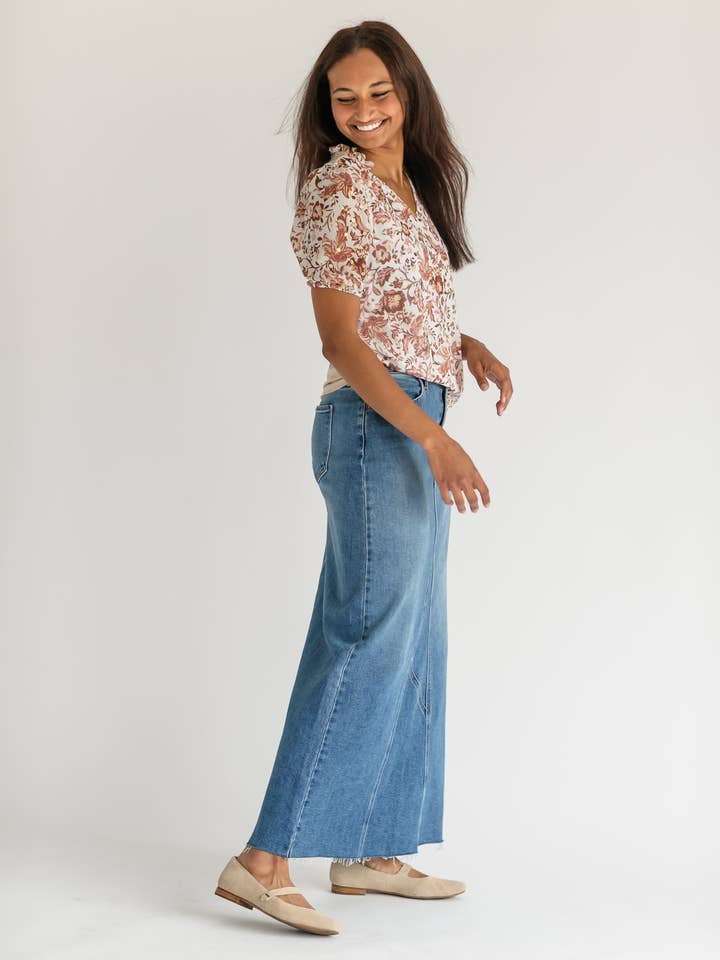 Inherit Clothing Company - Wholesale Skirt - Women's - Lee A-Line Raw Hem Maxi Skirt