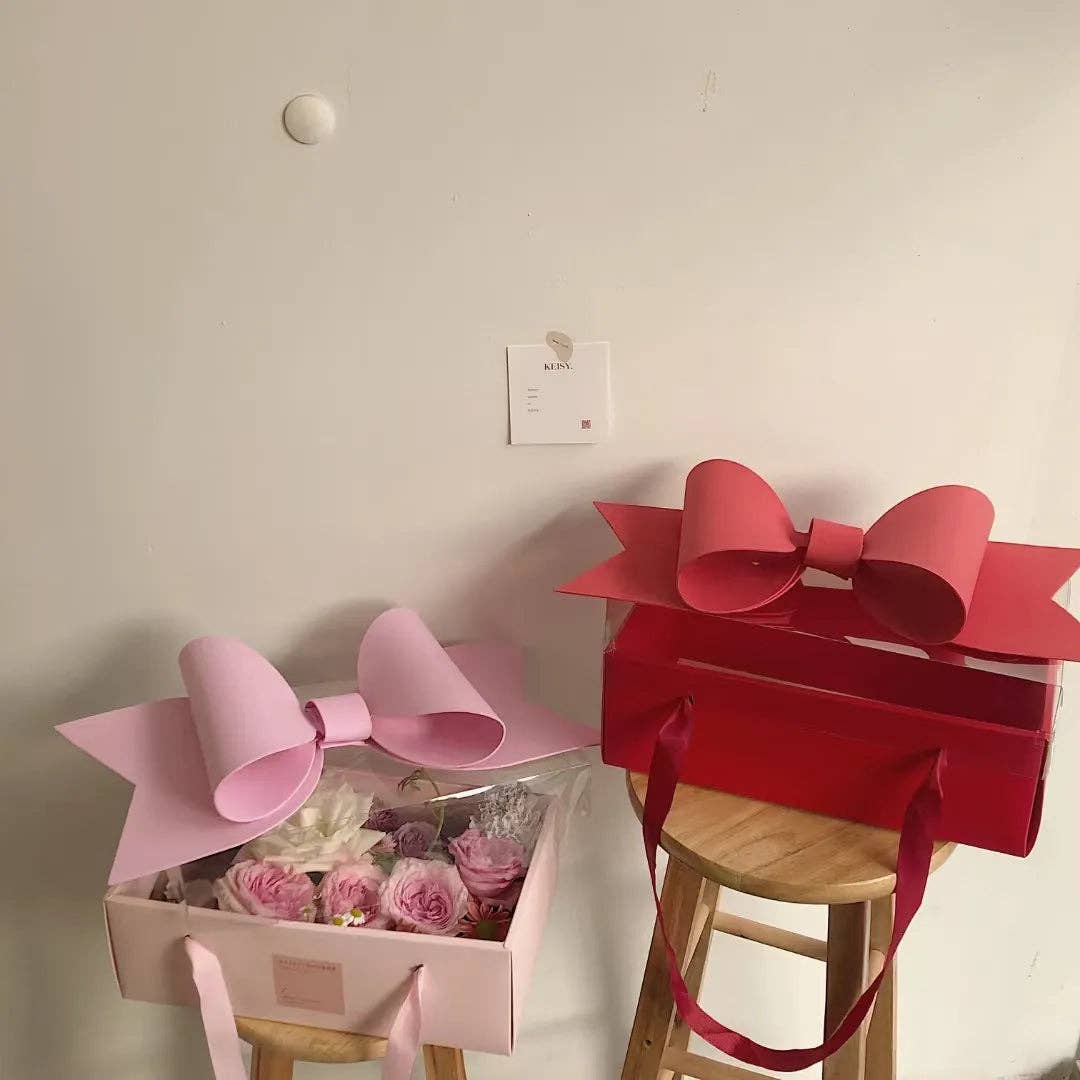Elegant Design Supply - Wholesale Gift Box - Big Bow Rectangle Flower Box with Clear Lid10