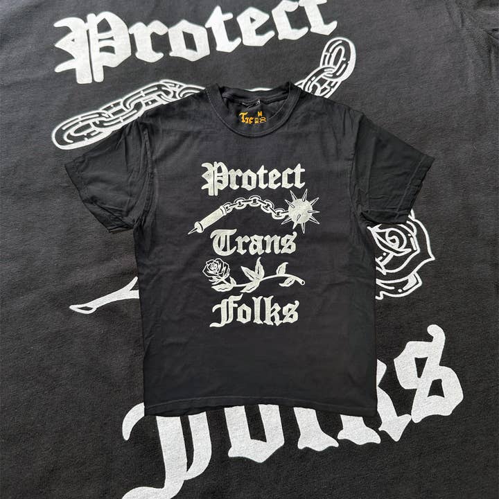 Transfigure Print Co. - Wholesale Screen Printed T-Shirt - Unisex - Protect Trans Folks Shirt (Flail)2