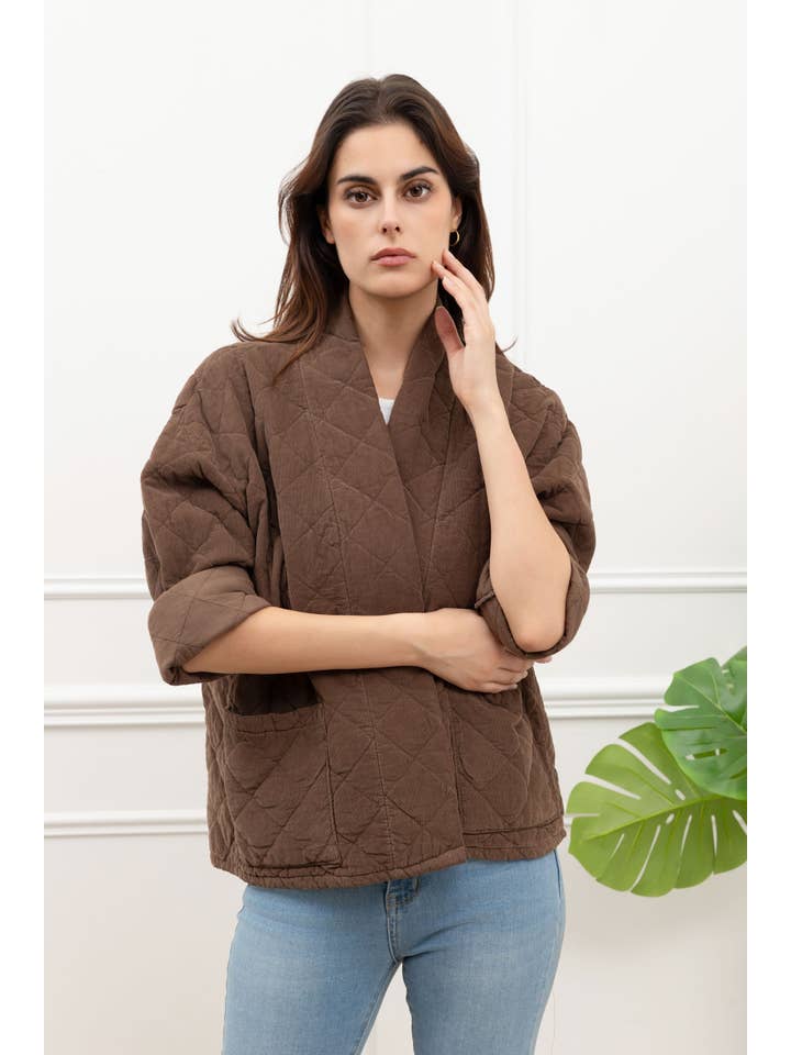 Happy look - Wholesale Jacket - Women's - Short quilted corduroy jacket 3