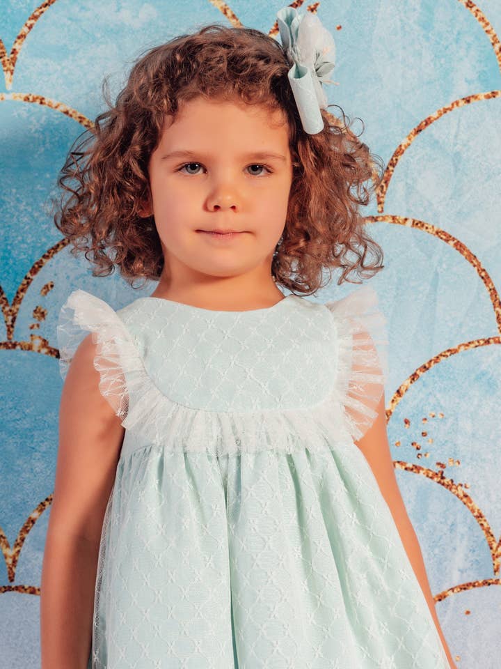 0023895 Sleeveless girl's dress combined with embroidered tulle for wholesale by BABINE-ROINSAL