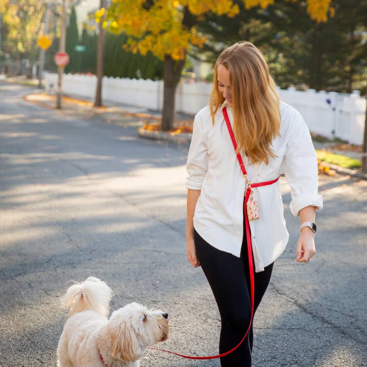 SUNNY TAILS - Wholesale Pet Leash - Dog - Cherry Red 4-in-1 Wide Convertible Hands Free Cloud Dog Leas