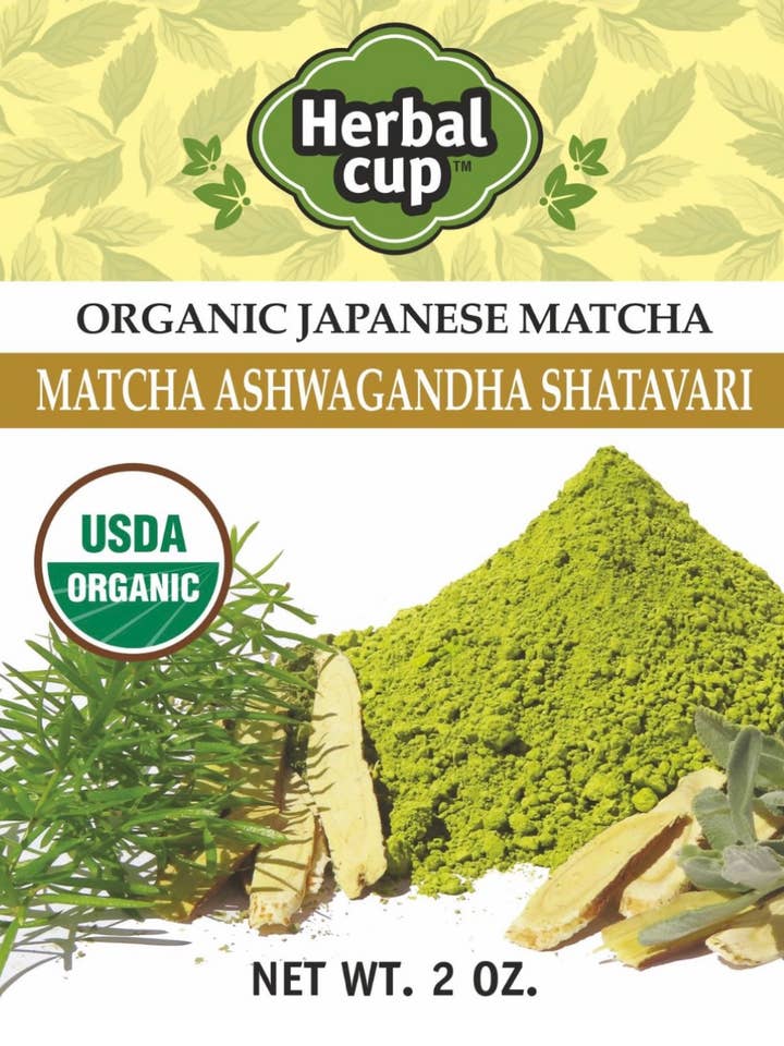 🍵 Organic Matcha Ashwagandha Shatavari - 2oz Pouch for wholesale by Herbal Cup Tea