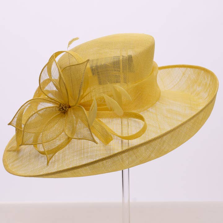 KaKyCo - Wholesale Fascinator Hat - Women's - 113038 | Side Sweep Sinamay Flower Feather Bow Sinamay Hats