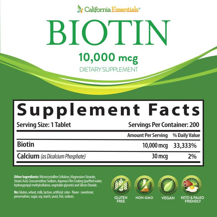 California Essentials - Wholesale Oral supplement/vitamin - Biotin 10000 mcg - Hair Skin Nails Vitamins Supplements18