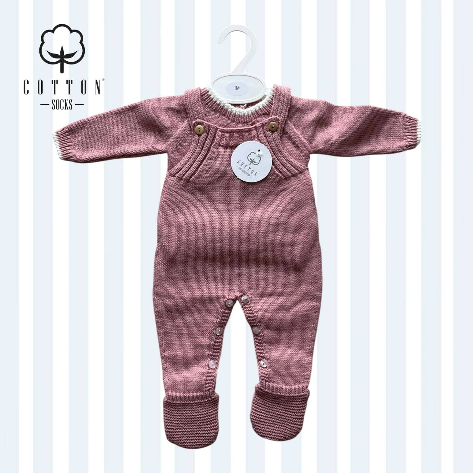 Cotton Socks - Vendita all'ingrosso Completino - Neonati - 2025.1 Salopette + maglione in maglia 100% acrilico4