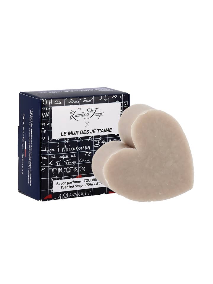 Solid Soap Heart The Wall of I Love You 85 g Touch of Mauve for wholesale by Les Lumières du Temps