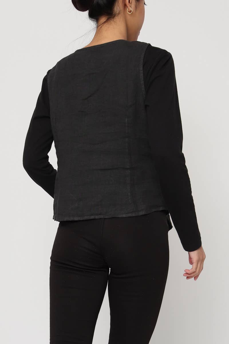 LÉA & LUC - Wholesale Button Down Shirt - Women's - Sleeveless shirt in 100% Linen REF. 514678