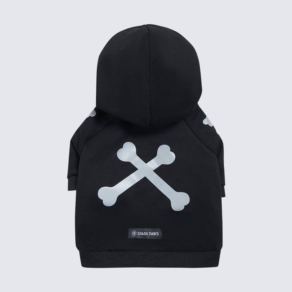 Spark Paws – Großhandel Haustier-Hoodie – Hund – "WOOF" Hundeh hoodie – Schwarz mit reflektierendem Design3