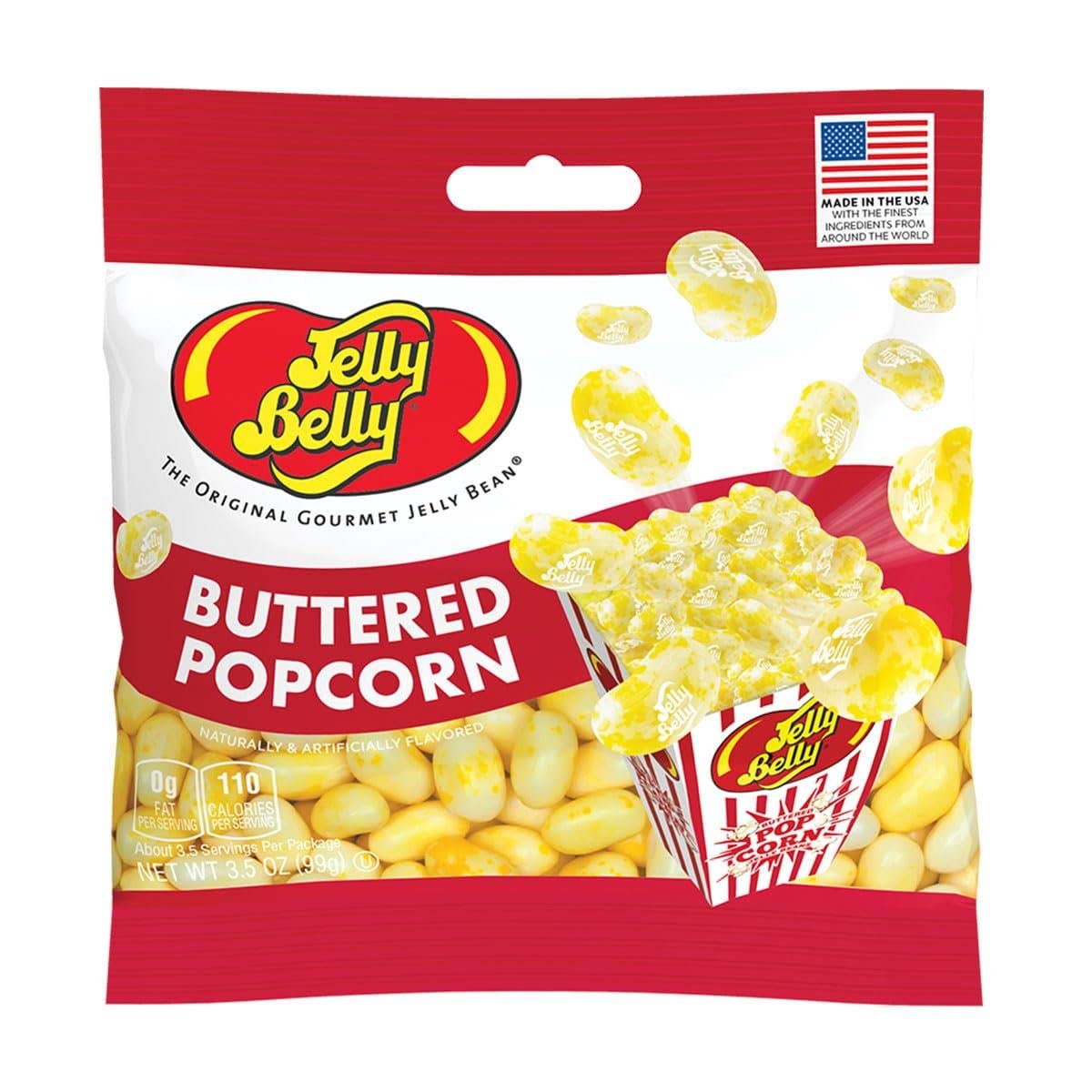 BranVx Distributors - Wholesale Gummy - Jelly Belly Buttered Popcorn Peg Bag – 3.5 oz Gourmet Treat0