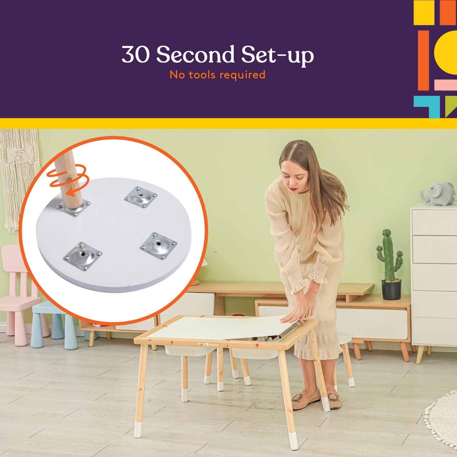 Special Supplies - Wholesale Toy Set - Kids - Kid’s Sensory Table Set with Deep Water and Sand Bins, Writable Lids, Chalk and Dry Erase Markers, and 2 Children’s Stools5