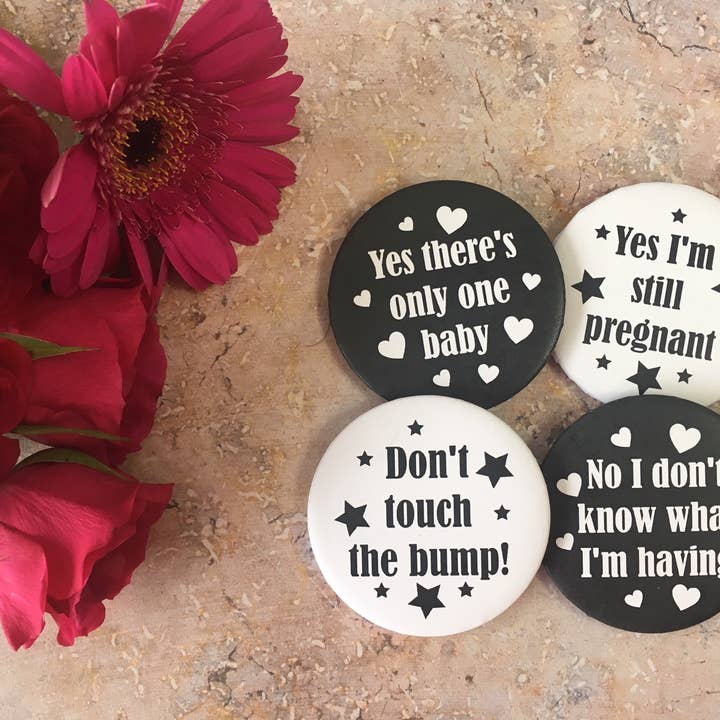 Monochrome Alternative Pregnancy Badges for wholesale by Dios Designs