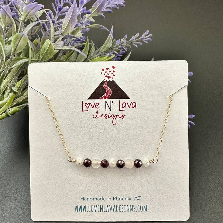 Collar de barra con piedras preciosas para equilibrar hormonas para venta al por mayor de Love N’ Lava Designs