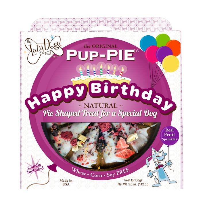 Lazy Dog Happy Birthday Pup-PIE for a Special Dog-Case of 8 for wholesale by Pet Palette Distribution