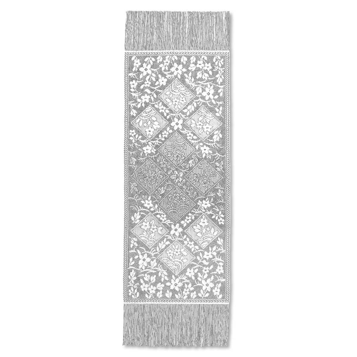 Heritage Lace - Wholesale Table Runner - Chantilly 14x48 White Lace Fringed Table Runner1