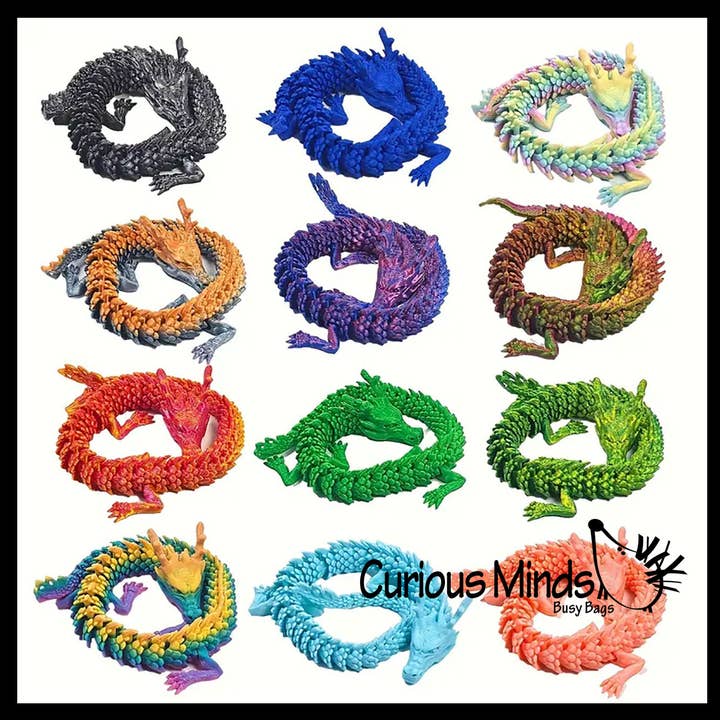 Curious Minds Toys - Wholesale Fidget Toy - Kids - 1 - 3D Printed Large 12" Dragon Wiggle Articulated Jointed M8
