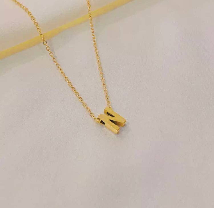 Cassette Barcelona - Wholesale Pendant/Charm Necklace - Initial Charm Necklace Gold All Letters20