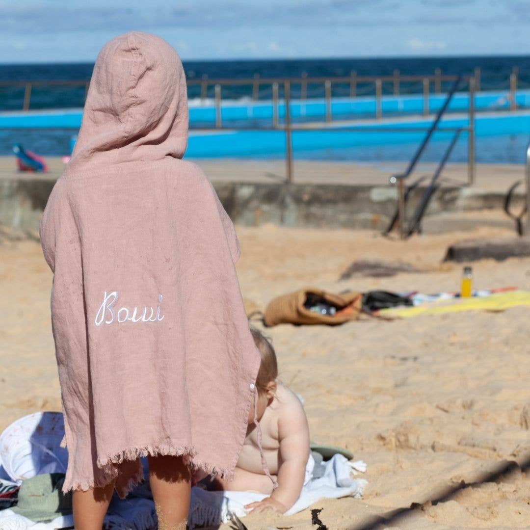 Anchor & Arrow - Wholesale Poncho Towel - Kids & Baby - Linen Hooded Poncho Towel - Blush1