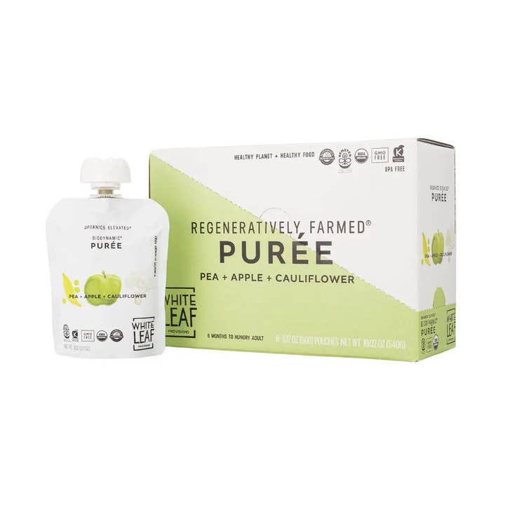 Organic Regenerative Pea + Apple + Cauliflower Puree for wholesale by White Leaf Provisions
