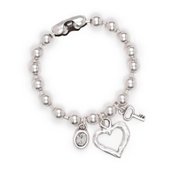 Handgjort armband i mässing med hjärta och kristall - 2943 för wholesale av Chanour