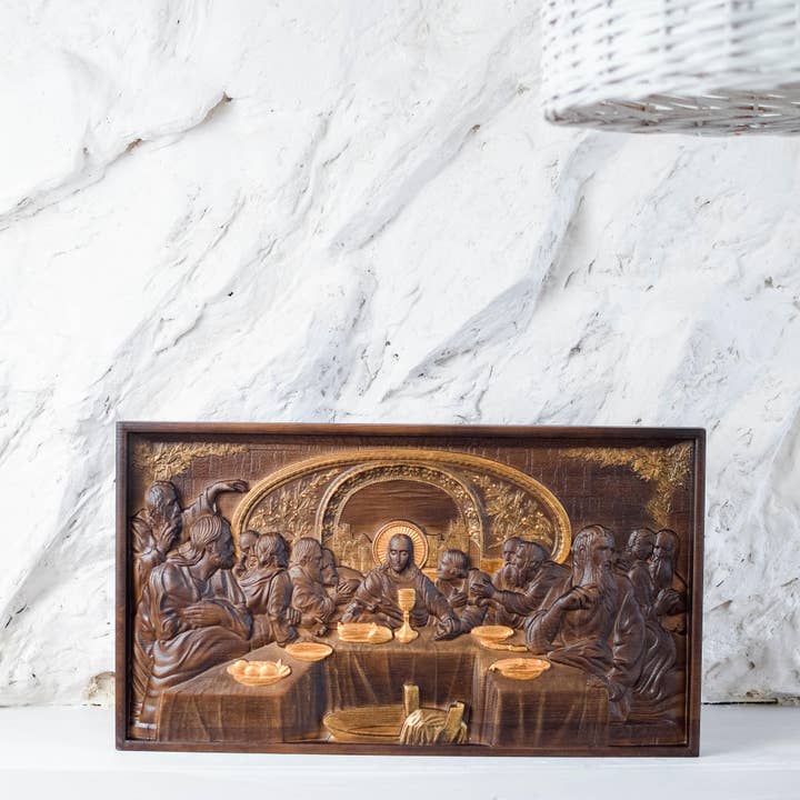 KozakWorkshop – Großhandel 3D-Wandkunst – Das letzte Abendmahl moderne Wand Holz christliche handgefertigte Kunst3