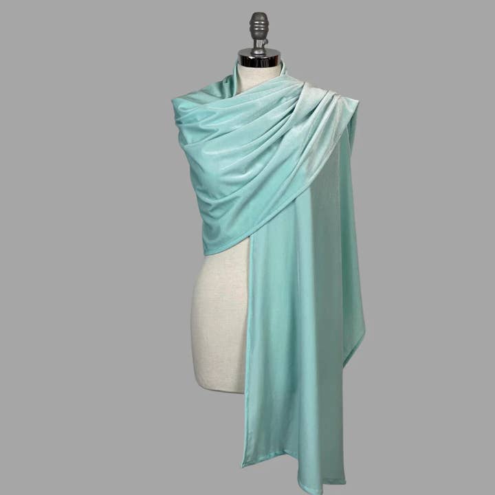 Mint Aqua Velvet Wrap Shawl Bolero for Winter Weddings for wholesale by BridalSpain