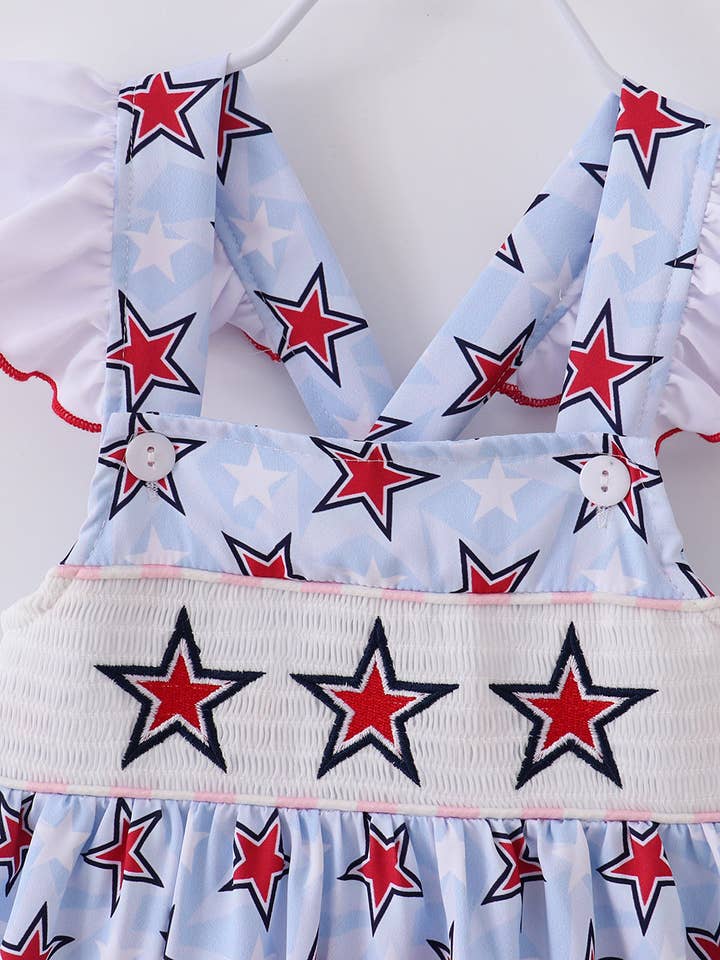littleoneusa - Wholesale Dress - Kids - 4TH OF JULY Star Ruffle Girl Smocked Dress