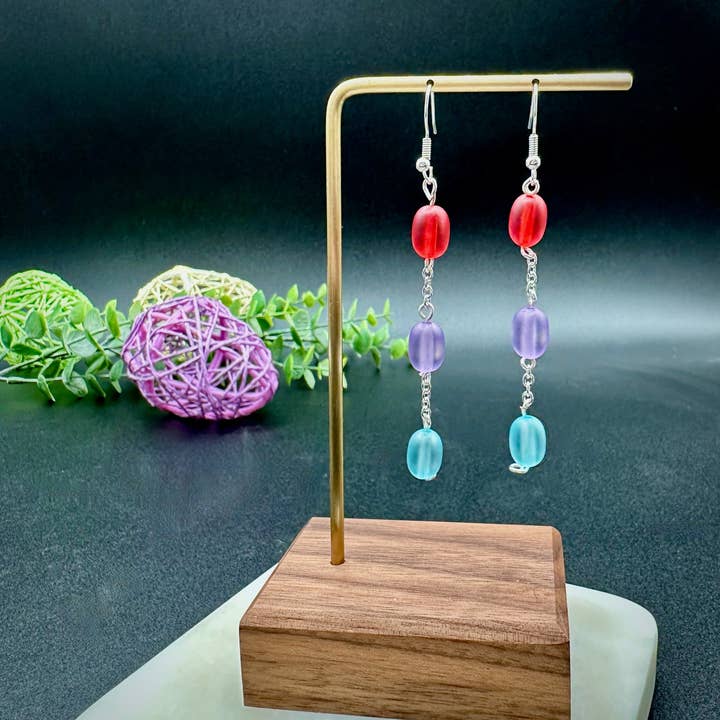 SoCal Creative - Wholesale Dangle earrings - Jellybean Beaded Drop Earrings in Gold, Silver or Rose Gold| Great Gift for Easter | Acrylic Jelly Bean 3 Drop Dangle1