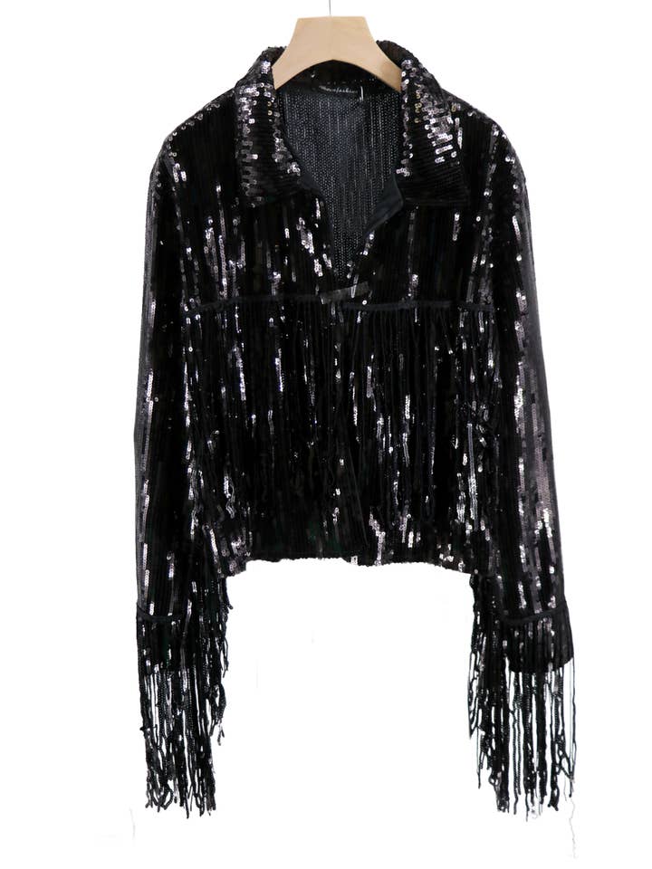 Tassel fringe sequin jacket and other Purchase Wholesale sequin bomber jacket. Free Returns & Net 60 Terms on Faire trending on Faire.