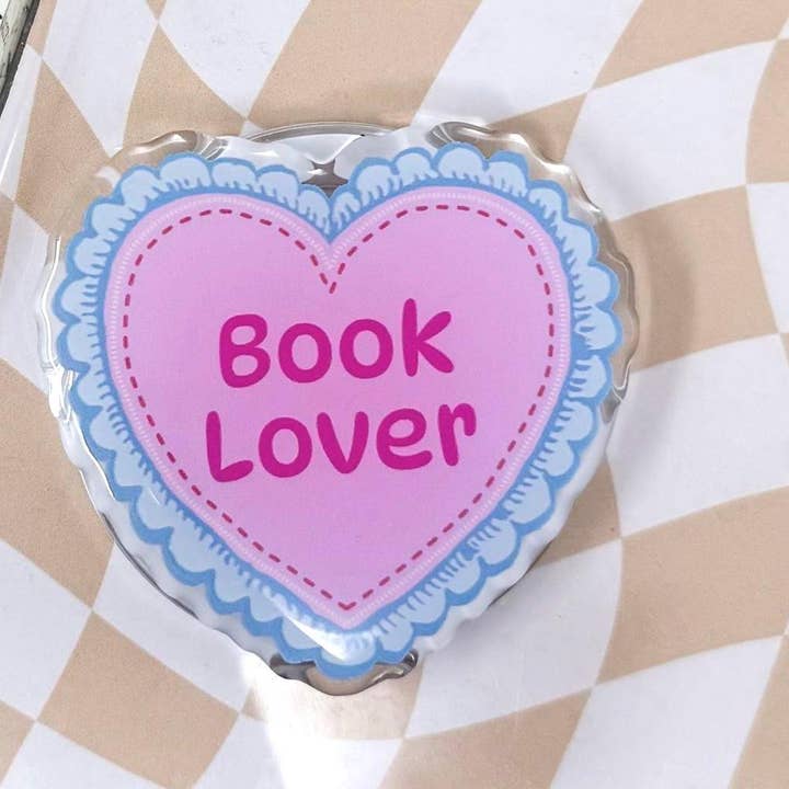 Book Lover Coquette Pink Blue Ruffles Heart Magnetic MagSafe Kindle Grip | Kindle Accessories | MagSafe Kindle Grip | Phone Grip for wholesale by Limes & Lilly
