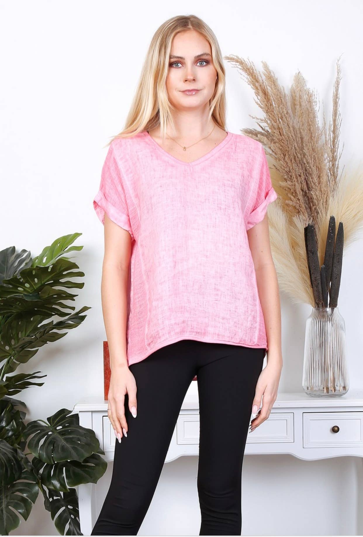 LÉA & LUC - Vente T-shirt – femme - T-Shirt texturé en 100% lin REF. 65113