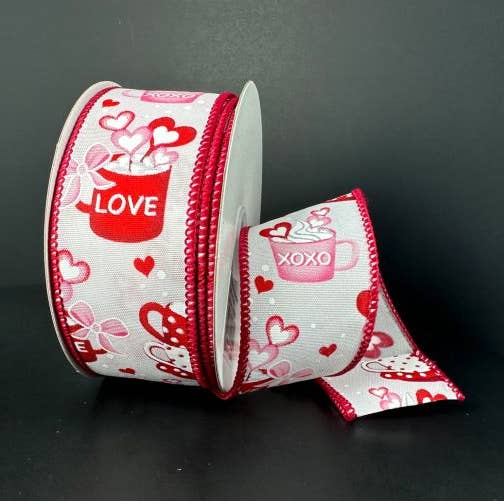 Tazze di San Valentino in raso bianco 1,5" x 10 yd per la vendita all'ingrosso da parte di Lucknow Southern and Company