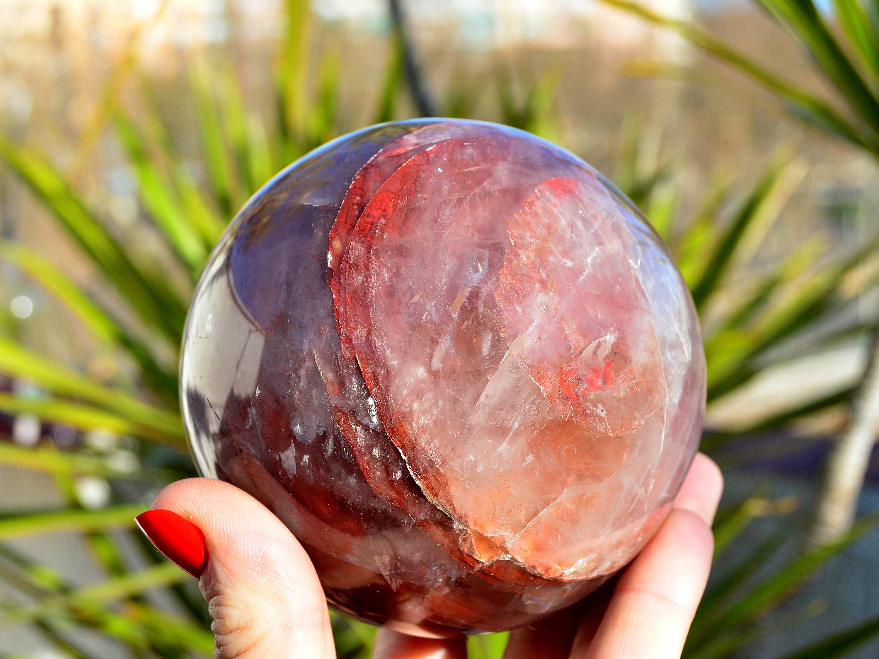 Kaia & Crystals - Wholesale Spiritual Stone/Crystal - XL Fire Quartz Sphere Crystal  (65mm - 100mm)7